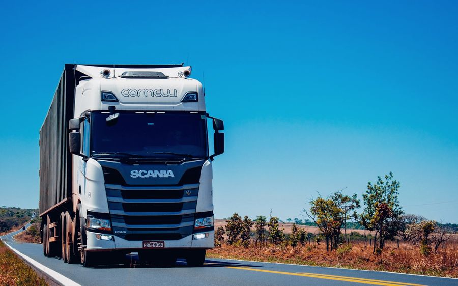 Freight truck on an open highway